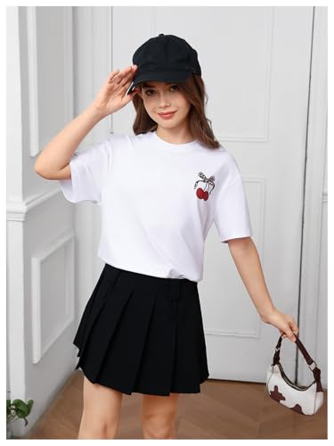 Image of WDIRARA Girl's Leopard Graphic T Shirt Crew Neck Short Sleeve Tee Shirts Cute Tops