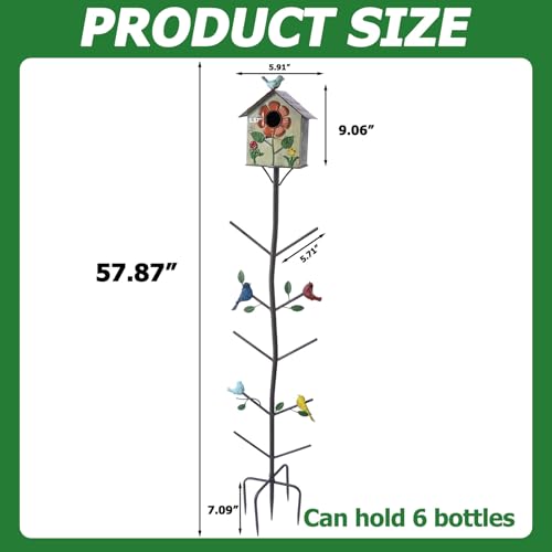 Image of 58 inch H Bird House Bottle Tree,Bottle Trees for the Garden Outside