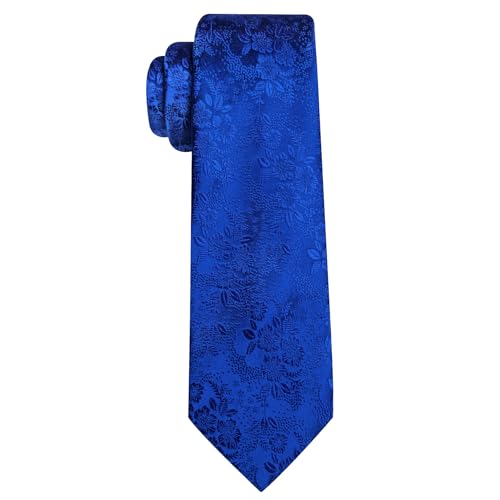 Image of Barry.Wang Flower Ties for Men Handkerchief Cufflinks Set Wedding Necktie Set Party