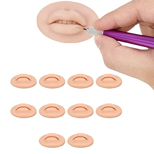 10PCS Silicone Fake Lips Skin Tattoo Soft Microblading Practice Lips Open Mouth Silicone 3D Fake Lips Permanent Makeup Training Practice Skin Lip Mold for Tattoo Artists Training Skin Cosmetic - Image 4