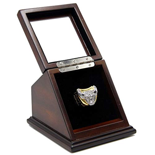 1 Slot Championship Rings Wooden Display case Shadow Box with Slanted Glass Window for Football Rings Basketball Hockey Sports Championship Rings - Rings are Not Included