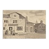 ANFOTCM Lienzo decorativo para pared, diseño de acuarelas y comerciante de harina del siglo XIX, vintage, para decoración del hogar, escuela, oficina, 40 x 60 cm