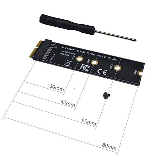 Image of M.2 NVME SSD Convert Adapter Card for MacBook Air Pro Retina (Year 2013-2017), NVME /AHCI SSD Upgraded Kit for A1465 A1466 A1398 A1502 (Black Long Adapter)