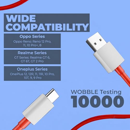Image of UNIGEN 100W SUPERVOOC USB A to Type C Fast Charging Cable, 10A Output, Data Cable with 480Mbps Compatible with OnePlus, Oppo, Realme & Type-C Devices
