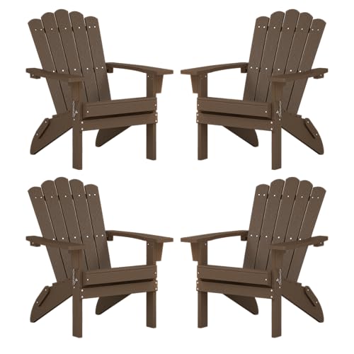 ACUEL Adirondack Chairs, Folding Chairs Set of 4, Heavy Duty Weather-Resistant Patio Chairs with Wide Armrests & Ergonomic High Back, HDPE Fire Pit Seating for Backyard, Garden, Porch