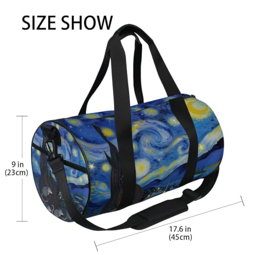 Bolsa de deporte redonda con estampado original de noche estrellada 4