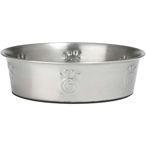 PetRageous 60050 Cayman Classic Non-Skid Stainless Steel Dishwasher-Safe Bowl 12-Cup Capacity 9.5-Inch Diameter 3-Inch Tall for Large and X-Large Dogs and Cats of Any Size, Metallic