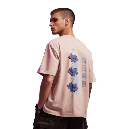 Image of Nobero Men's Oversized Graphic T-Shirt for Men | Soft Cotton | Drop Shoulder Relaxed Fit | Printed Casual Tshirt for Men