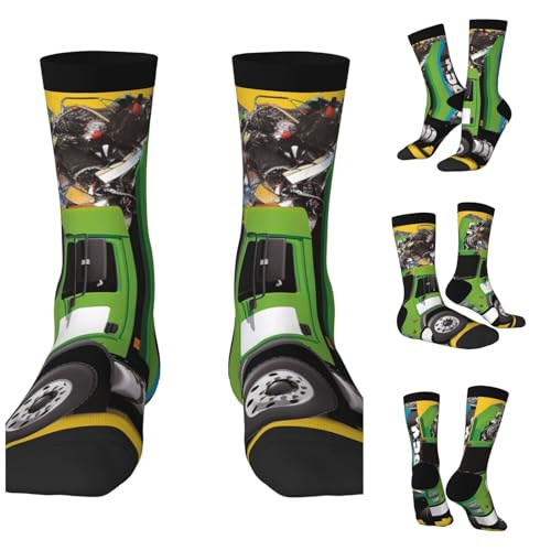 LZQPOEAS I Love Garbage Trucks Athletic Socks Unisex Cushioned Crew Socks Hiking Running Calf Sock Soft Above Ankle Sock