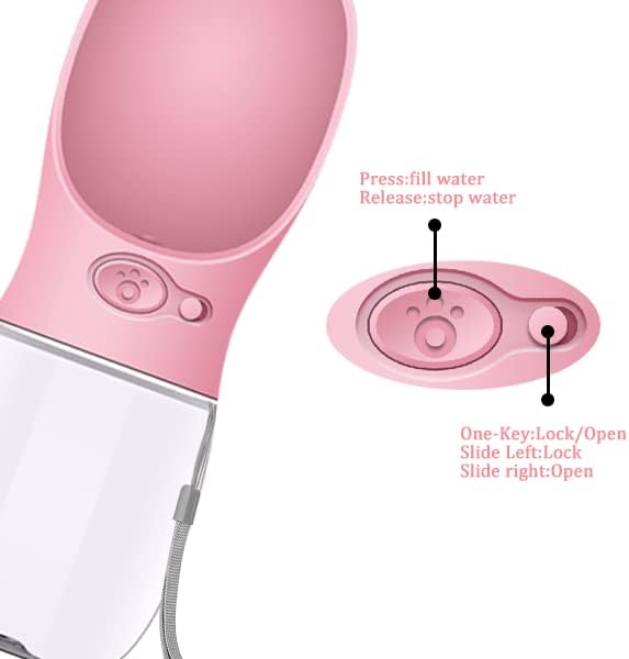 Miniatura 9 de Regekul Botella de agua para perros, dispensador portátil de agua para cachorros a prueba de fugas con alimentador de beber para mascotas al aire