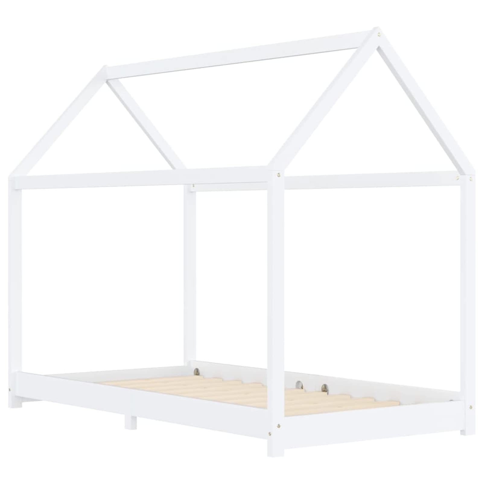 Lechnical Giroletto per Bambini Bianco in Massello di Pino 90x200 cm e,Lettino per Bambini e Bambine,Letto a Capanna,Casetta per Cameretta Bimbi