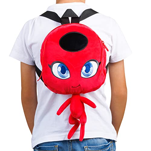 P.M.I. Miraculous Ladybug Plush School Backpack| One of Two 12-Inch-Tall Collectibles | Miraculous Ladybug Toys and Playable Plush Backpacks | Tikki| Miraculous Ladybug Kids’ Toys | Licensed Plush