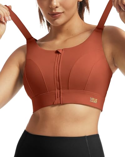 Image of Adjustable High Impact Sports Bras for Women Zip Front Full Coverage and Lift Padded Compression Tops