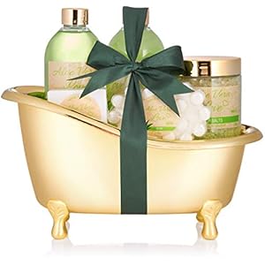 BRUBAKER Cosmetics Aloe Vera Love Badeset mit Wanne goldfarben 6-teilig