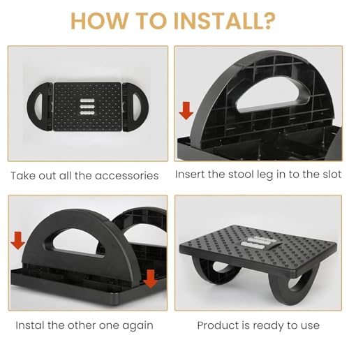 Image of Foot Rest for Under Desk at Work - Ergonomic Foot Stools for Under Office Desk - Rocking Footrest with Roller Massager - Leg Rest for Chair, Computer Gaming - Promote Leg Circulation.