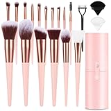 LUXBRU Juego de 20 brochas de maquillaje con base de maquillaje, kit de brochas de maquillaje con estuche de viaje organizador y 2