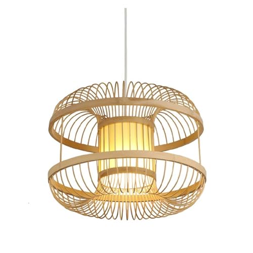 Suspension style chinois 35cm luminaire rotin beige salon chambre cuisine