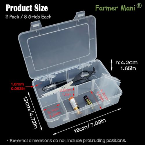 Image of 2 Pack Transparent Plastic Bead Organizers with Adjustable Dividers (8 Grids),Craft Organizers and Storage Beads Organizer,Size 7.09 x 4.72 x 1.65 in