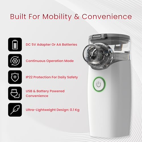 Image of CONTEC NE-M01 Handheld Mesh Nebulizer - Portable Ultrasonic Nebulizer with Fine Mist, Auto Power-Off & Low-Noise Operation - Battery Powered