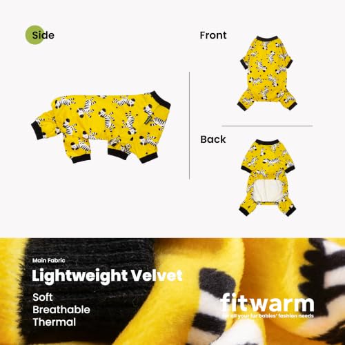 Image of Fitwarm Zebra Dog Fleece Pajamas, Funny Winter Clothes for Small Dogs Boy Girl, Cozy Pet Onesie, Yellow, Black, White, Medium