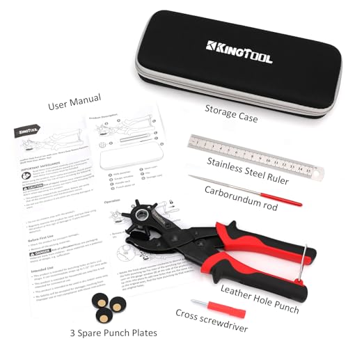Foto de KingTool Juego de perforadores de cuero, perforadora rotativa súper resistente, herramienta para hacer varios tamaños de agujeros (imagen 3)
