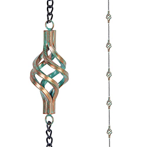 dreamysoul 9.7FT Rain Chain, Iron Rain Chain for Gutters, Bronze Bird Cage Decorative Rain Chains for Downspouts Adjustable Length