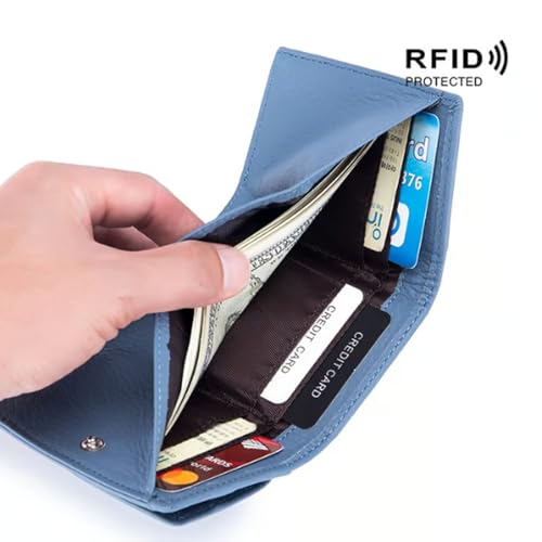Stuffdatas Wallet, Stuffdatas Purse Organizers, Houtangduty Mini Wallet for Woman, 2025 New Genuine Leather RFID Blocking Card Holder Organizer Pocket Mini Wallet (Sky Blue)2