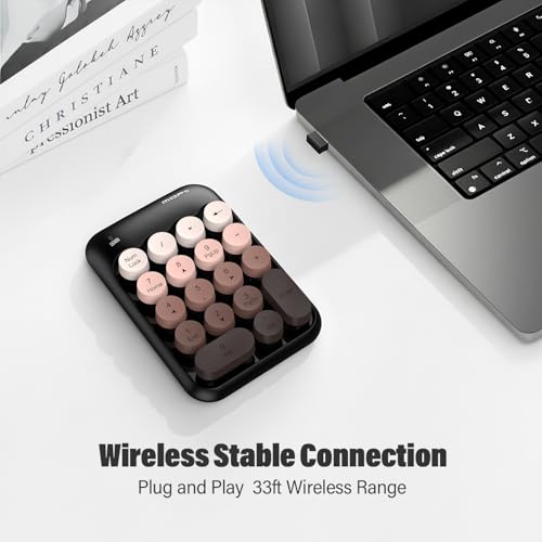 MOFII Cute Colorful Wireless Number Pad - 18 Keys, Portable 2.4 GHz with Stable Wireless Connectivity, 10-Key Financial Accounting Extension (Coffee Colorful) - Thumbnail 2