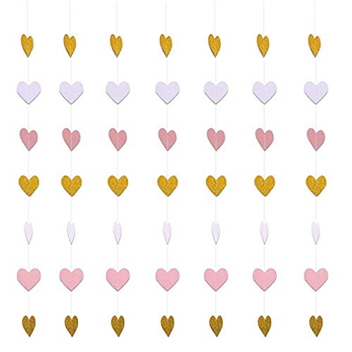 Kioneer 5 pcs Paper Garland Bunting Banner Hanging Decoration for Wedding Holiday Party Birthday Valentine's Day (heart-shaped)