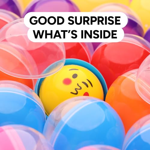 Image of Entervending Empty Clear-Colored Round Capsules 2 inch 50 pcs Bulk 7 Colors Capsule for Toy Gumball Machines Plastic Containers Surprise for Kids Party Favor Prize
