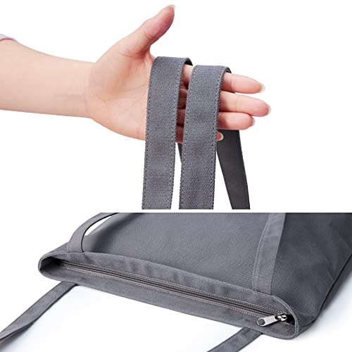 KALIDI Canvas Tote Bag for Women Large Shoulder Bag Canvas Hobo Handbags Purse with Zipper Pockets Green Work Bag