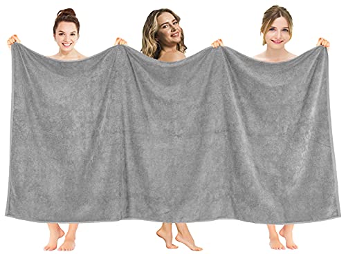 American Soft Linen Oversized Bath Sheet 40x80 Extra Large for Bathroom, 600 GSM 100% Cotton Turkish Jumbo Bathsheet Towels for Adults, Light Grey Bath Sheet