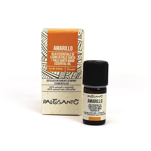 Aceite Esencial de Palo Santo Amarillo - 5 ml - Natural y artesanal - Para masajes: nutre la piel - Para difusores: huele a casa, trae buen humor