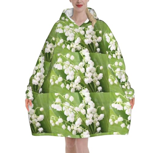 Sweat à capuche haut de gamme en flanelle style couverture avec finitions Muguet