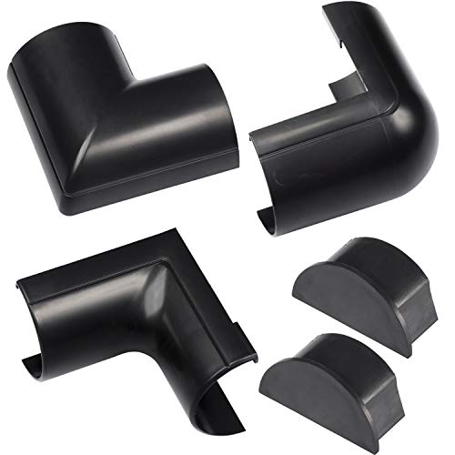 Image of D-Line Large Cable Raceway Accessory Pack, Join 2in x 1in Cord Cover Lengths, 5 Accessories Included, Hide Cords Around a Variety of Angles - Black