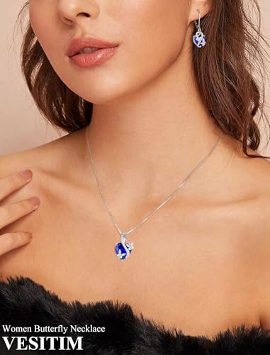 Butterfly Necklaces for Women Sterling Silver Infinity Heart Pendant Birthstone Jewelry Gift with 14k Yellow Gold/Rose Gold Plated2