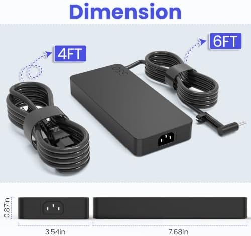 330W Slim AC Laptop Charger TPN-LA32 Compatible with HP OMEN 17 16 MAX - 2