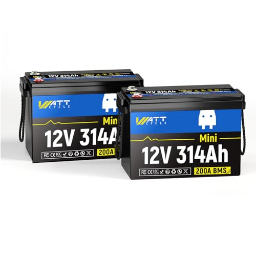 Image of WattCycle 12V 314Ah Mini LiFePO4 Battery 2-Pack, 200A BMS, 8.04kWh