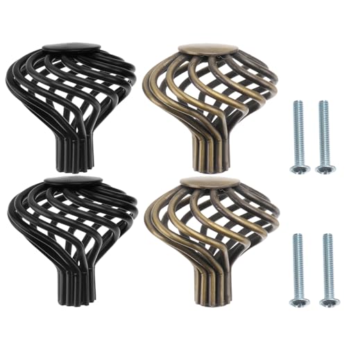 HOLIDYOYO 4個 欧式アンティーク風古キャビネット取っ手 衣?ドア用滑らかな曲線装飾ハンドル 家用家具引き出しノブ