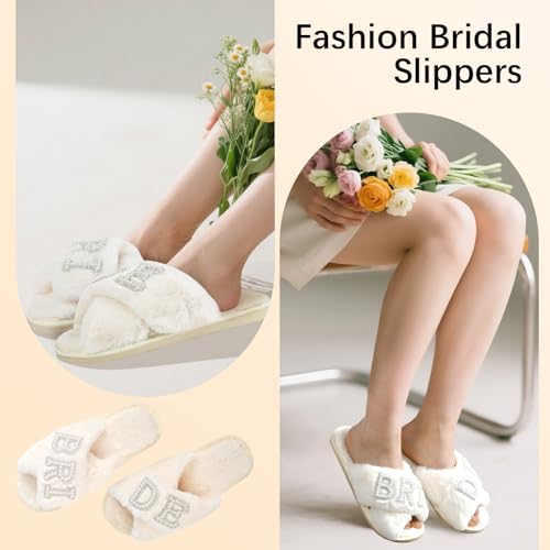 Bride Slippers Wedding Shoes White Slippers for Bridal Shower Gifts Wedding and Bachelorette Party2