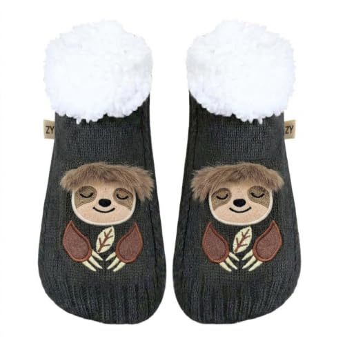 Image of ZYZX Cute Animal Slipper Socks for Women with Grips,Fuzzy Socks Indoor