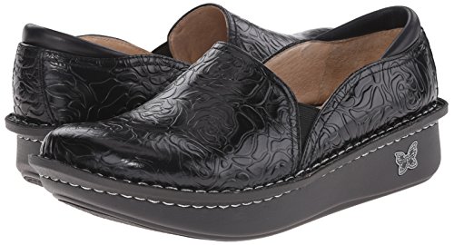 Alegria Debra Womens Professional Shoe Black Embossed Rose 8 M US