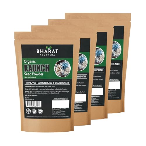 Image of Organic Kaunch Seed Powder (Mucuna Pruriens) 800 GM | Pure Ayurvedic Herbal Supplement | Supports Brain Strength| Increase Energy, Vitality & Overall Wellness| Pack of 4-200g each