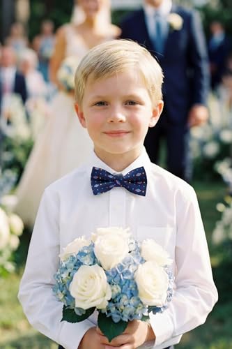 Image of HISDERN Bow Ties for Boys Pre Tied Toddler Bow Tie Adjustable Kids Bowties Clip On Fun Patterned Bowties for Wedding Party