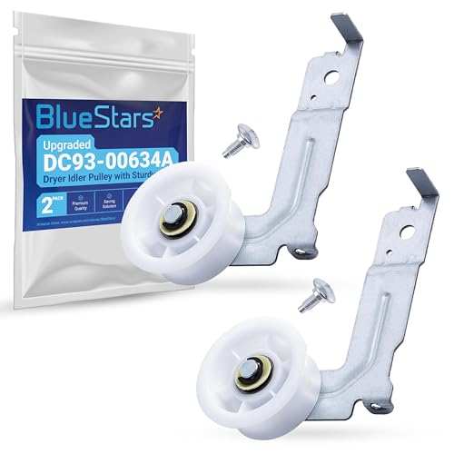 [Upgraded Dual Ball Bearings] BlueStars DC93-00634A Dryer Idler Pulley with Sturdy Clip Compatible with Samsung Dryers - Replaces DC96-00882B DC96-00882C AP4373659 PS11771601-2 Packs