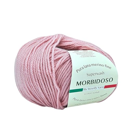 Ovillo de lana de merino 100 % no encogible, para ganchillo y tejer, lana de bebé, colores sólidos, 50 g, 150 metros, para mantas de ropa y mucho más (rosa envejecido 715)