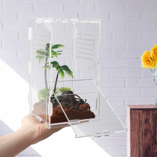 Jumping Spider Enclosure,8x4x4 Inch Reptile Feeding Box,Micro Transparent Habitat Tarantulas Cage Jumping Spider Enclosure for Small Reptile Insect Office Home - Image 4