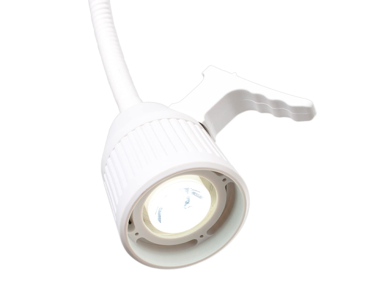 QUIRUMED Lámpara de examen LED con base rodable, Lámpara cirugía menor, Brazo flexible, Multiposicionable, Blanca, Regulable en altura, Intensidad graduable, Bombilla LED 3W