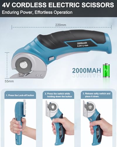 Cardboard Cutter Cordless Electric Scissors - Stocking Stuffers Gifts for Men 4V Electric Box Cutter for Cardboard Recycling, Heavy Duty Carpet Cutting Tool for Plastic, Thin Box, Leather