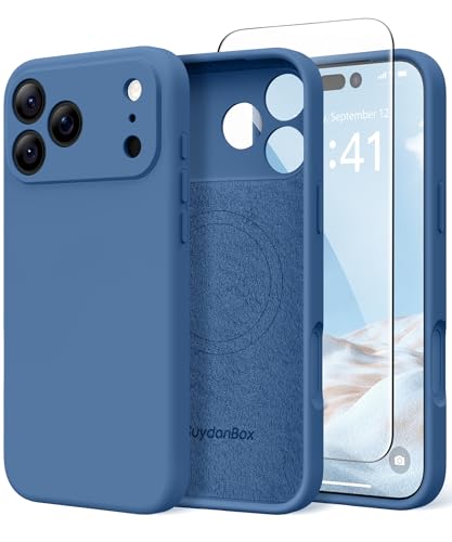 Image of Magnetic for iPhone 17 Pro Max Case, Compatible with MagSafe, [Full Camera Protection][Screen Protector] Silicone Shockproof Protective Phone Case for iPhone 17 Pro Max 6.9 inch, Lake Blue
